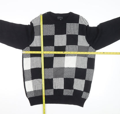 Geoffrey Beene Men's Black Cotton Check Knit Jumper Size L