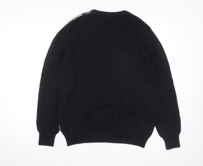 Geoffrey Beene Men's Black Cotton Check Knit Jumper Size L