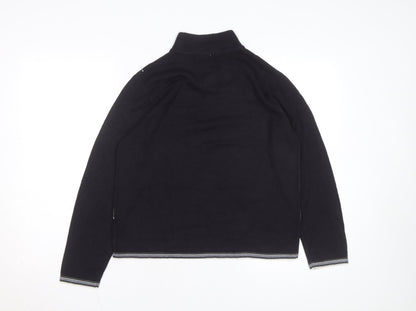 Sag Harbor Petite Women Black Argyle Mock Neck Acrylic Jumper M
