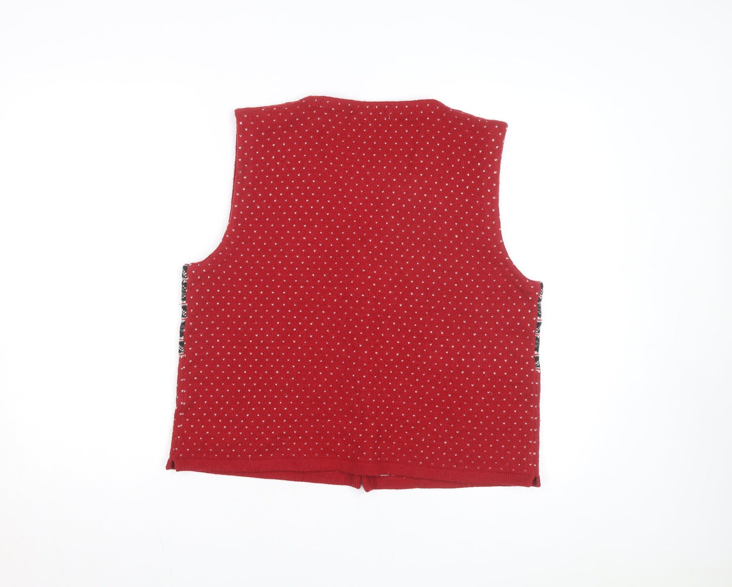 Eddie Bauer Women's Red Wool Fair Isle Vest L Vintage Style