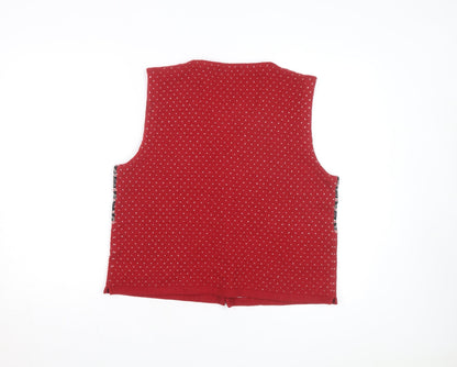Eddie Bauer Women's Red Wool Fair Isle Vest L Vintage Style