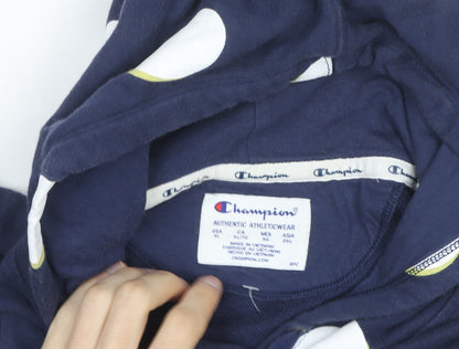 Champion Men's Blue Polka Dot Pullover Hoodie XL Sportswear