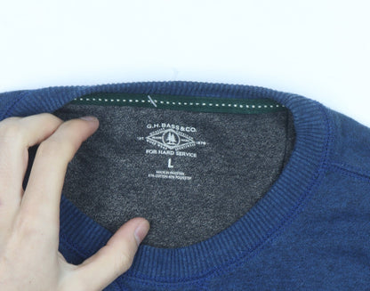 G.H. Bass & Co. Men's Blue Crew Neck Pullover Sweatshirt Size L