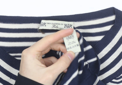 Crew Clothing Co. Women Blue Striped Button-Up Knit Top Size 12