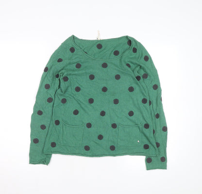 Seasalt Women's Green Polka Dot Knit Jumper M Long Sleeve