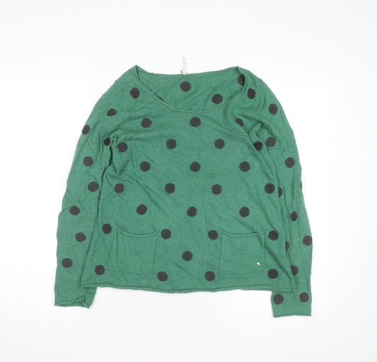 Seasalt Women's Green Polka Dot Knit Jumper M Long Sleeve
