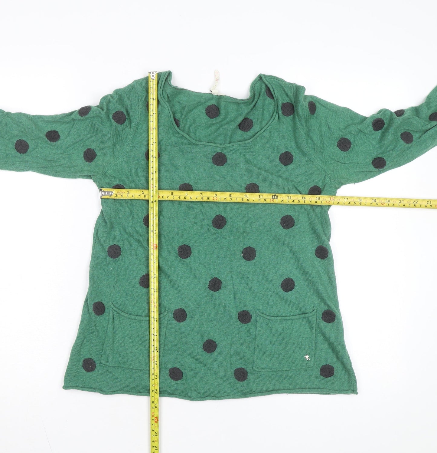 Seasalt Women's Green Polka Dot Knit Jumper M Long Sleeve