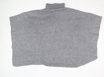 Tu Women Grey One Size Mock Neck Poncho Cape Jumper
