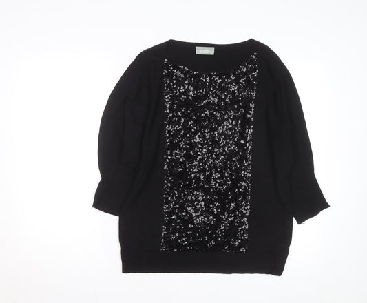 Wallis Women's Black Sequin Front Knit Jumper Size M