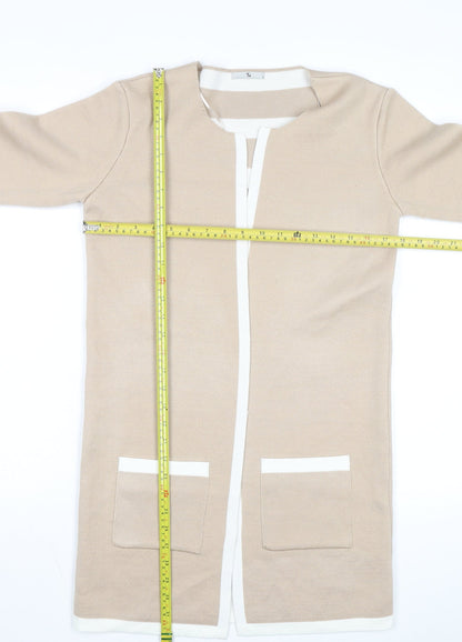 Tu Women Beige Knit Long Sleeve Open Cardigan Size 8