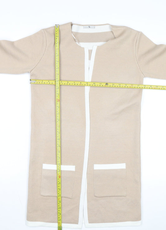 Tu Women Beige Knit Long Sleeve Open Cardigan Size 8