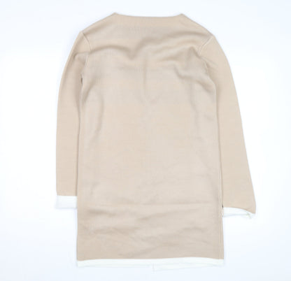 Tu Women Beige Knit Long Sleeve Open Cardigan Size 8