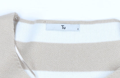 Tu Women Beige Knit Long Sleeve Open Cardigan Size 8