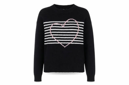 Next Women’s Black Heart Stripe Crew Neck Knit Jumper Size 8