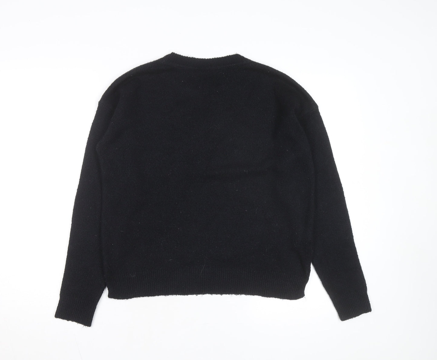 Next Women’s Black Heart Stripe Crew Neck Knit Jumper Size 8