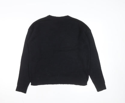 Next Women’s Black Heart Stripe Crew Neck Knit Jumper Size 8