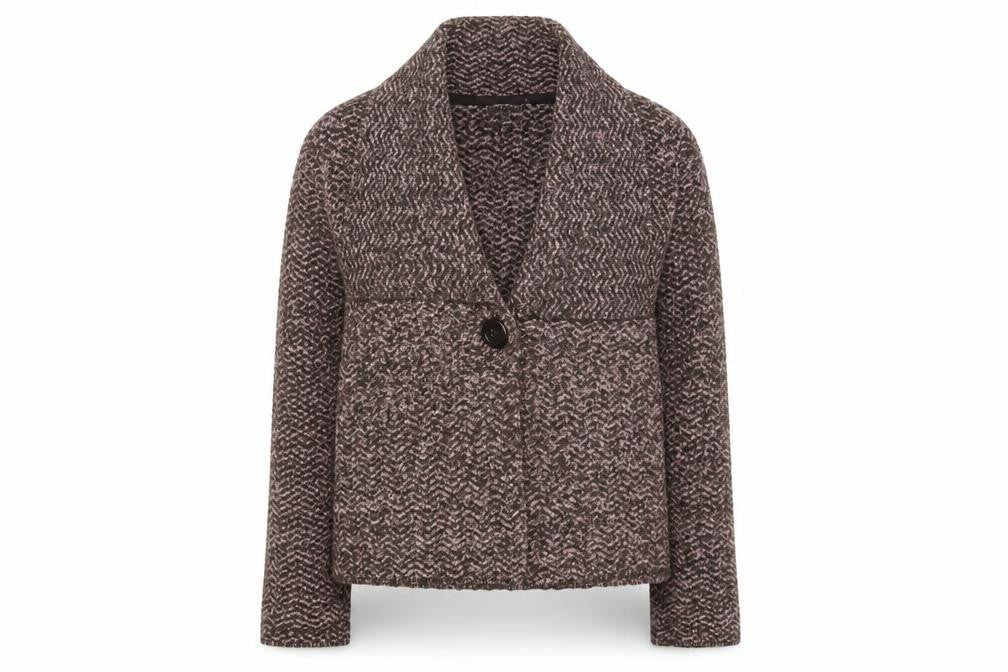 CC Women Brown Knit Wool Blend Short Blazer Jacket M