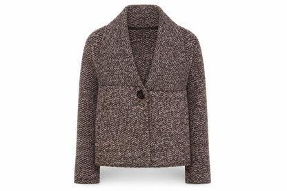 CC Women Brown Knit Wool Blend Short Blazer Jacket M