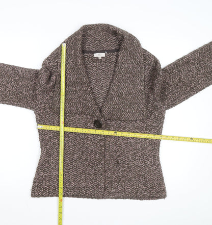 CC Women Brown Knit Wool Blend Short Blazer Jacket M