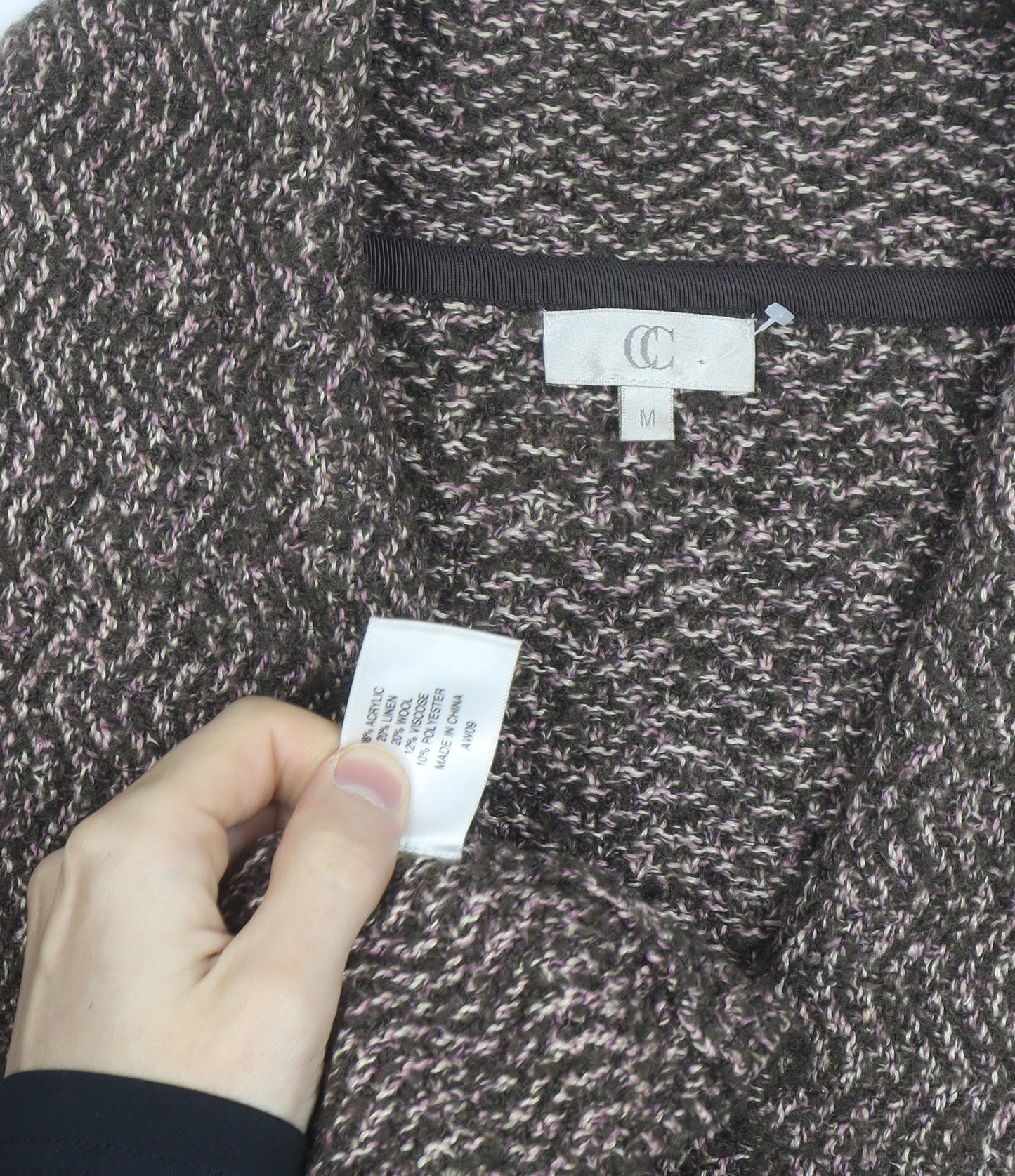 CC Women Brown Knit Wool Blend Short Blazer Jacket M