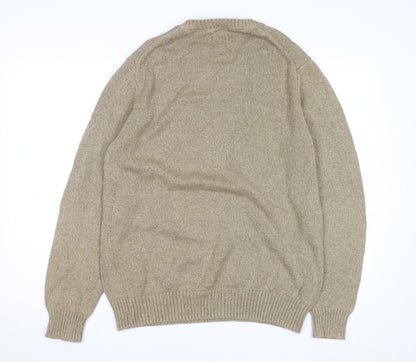 St. John's Bay Men's Beige Cotton Crew Neck Pullover Jumper Size L