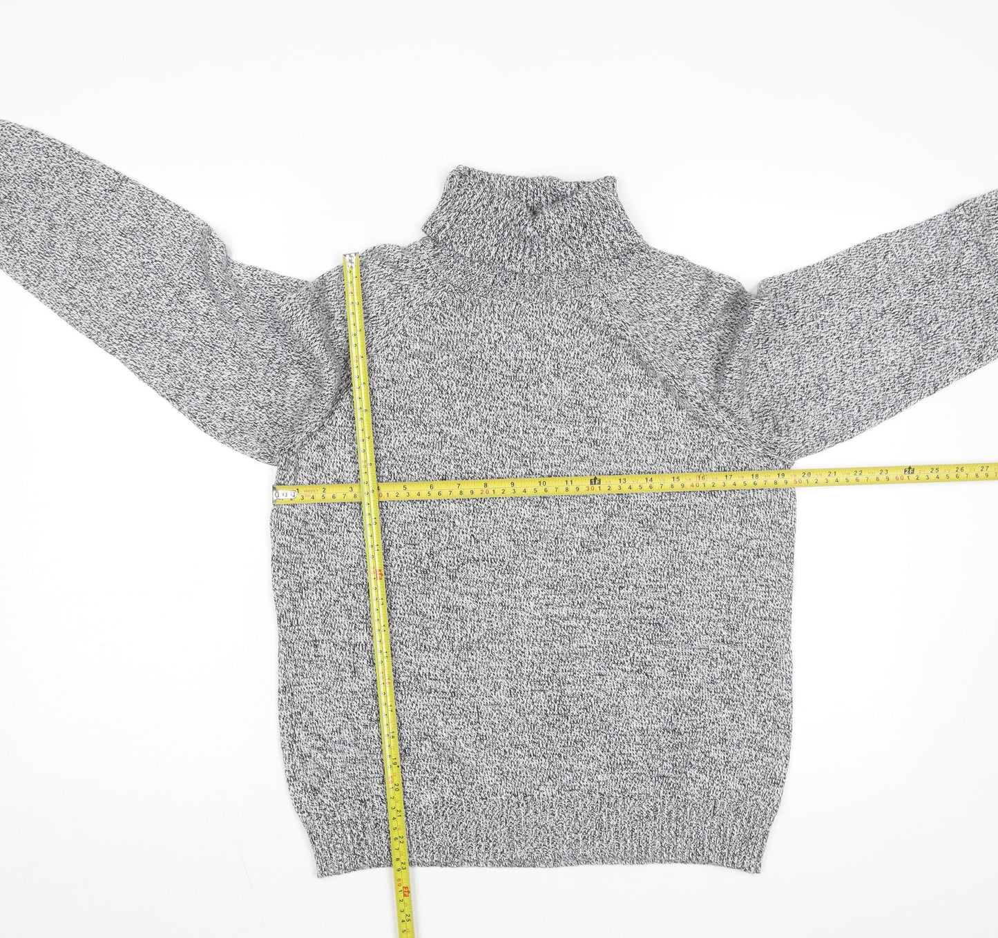 Karen Scott Women Grey Roll Neck Long Sleeve Cotton Jumper M