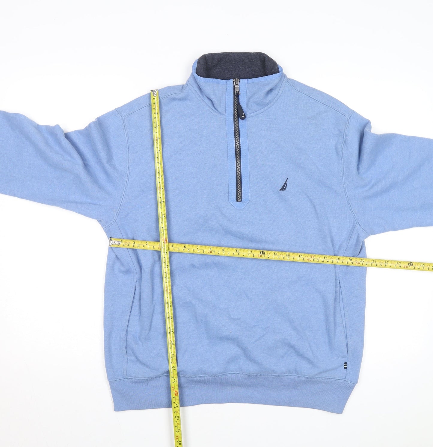 Nautica Men's Blue 1/4 Zip Fleece Sweatshirt M Regular Fit