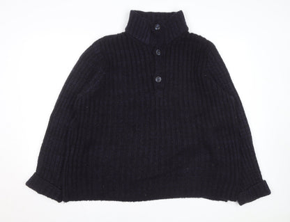 John Lewis Men’s Black Chunky Wool Henley Jumper Size L