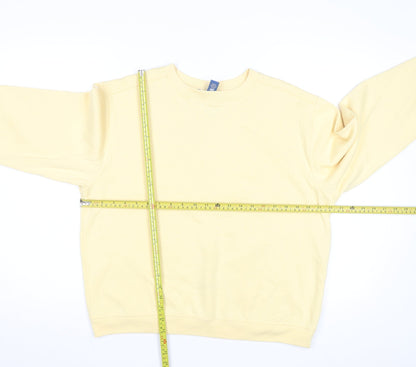 Karen Scott Unisex Yellow Cotton Blend Crew Neck Pullover Sweatshirt L