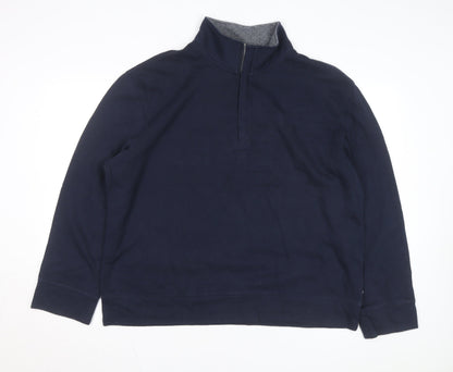 Nautica Men's Blue XL 1/4 Zip Mock Neck Fleece Sweatshirt