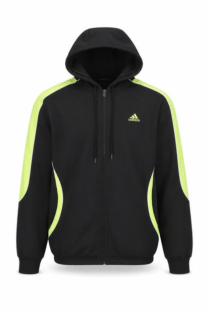 adidas Men's Black Full Zip Hoodie L Sports Fleece Sweatshirt