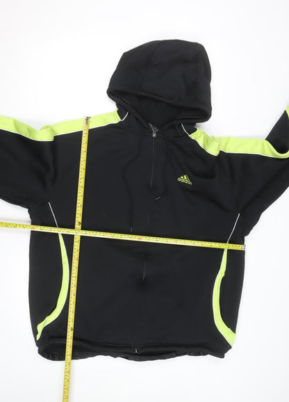 adidas Men's Black Full Zip Hoodie L Sports Fleece Sweatshirt