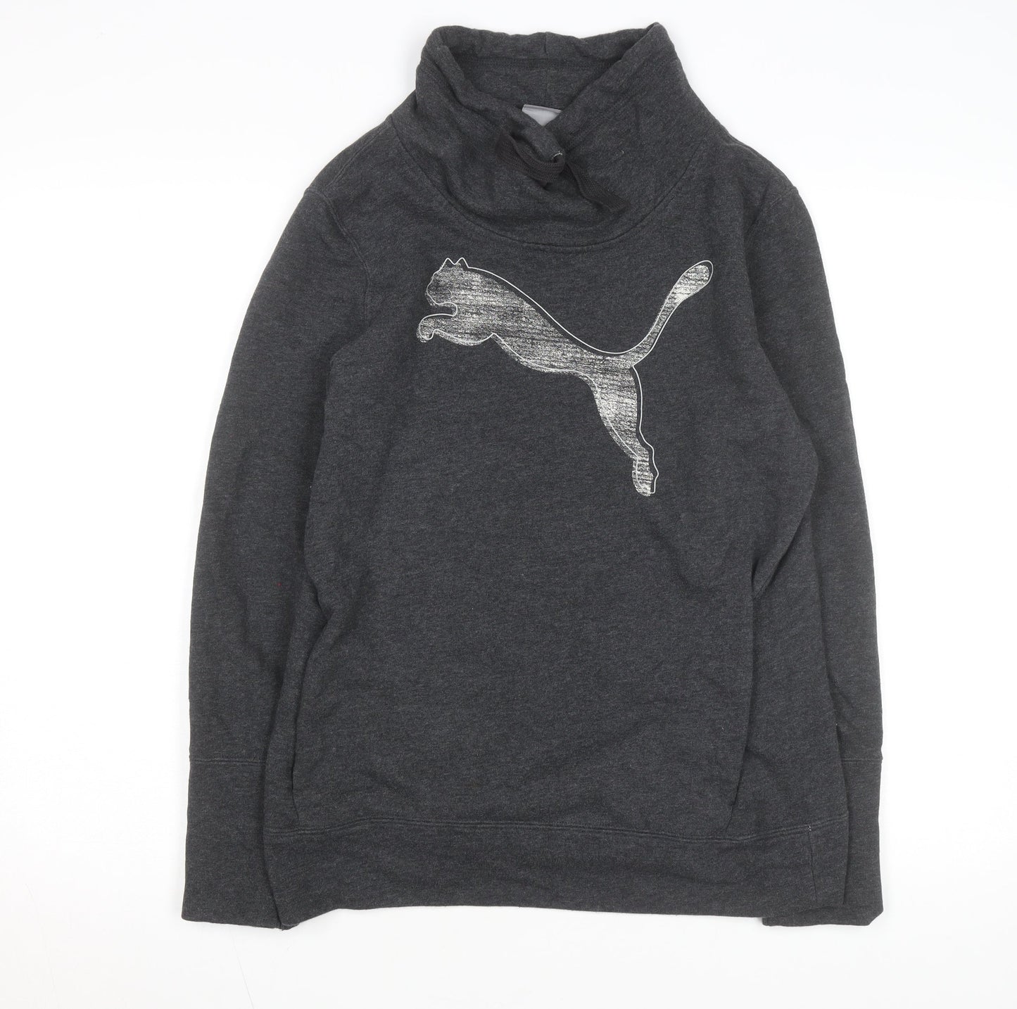 Puma Womens Dark Grey Cowl Neck Pullover Sweatshirt Size 12