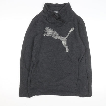 Puma Womens Dark Grey Cowl Neck Pullover Sweatshirt Size 12