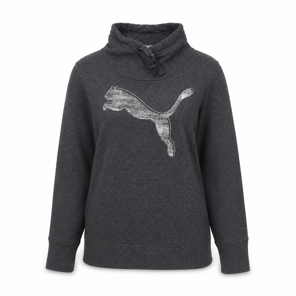 Puma Womens Dark Grey Cowl Neck Pullover Sweatshirt Size 12