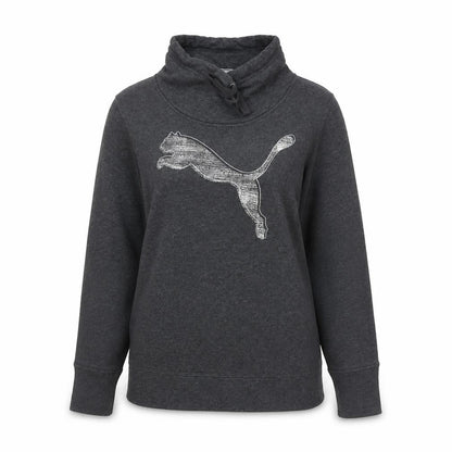 Puma Womens Dark Grey Cowl Neck Pullover Sweatshirt Size 12