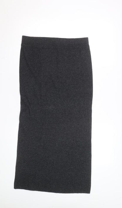 Nightingales Women Grey Wool Blend Pencil Midi Skirt Size M