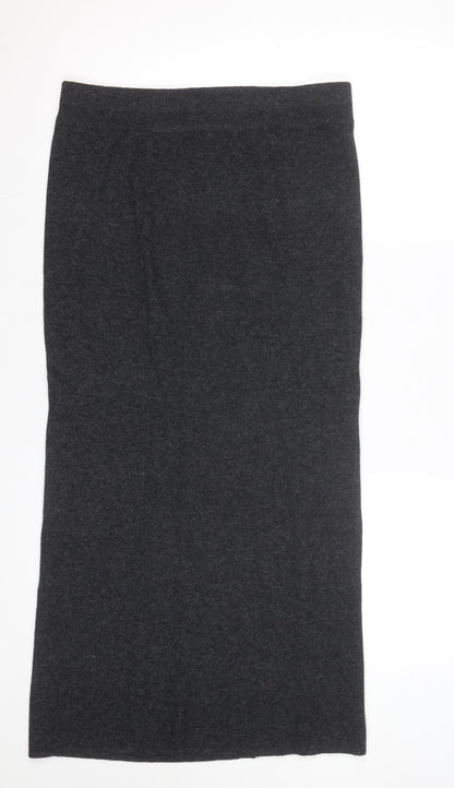 Nightingales Women Grey Wool Blend Pencil Midi Skirt Size M