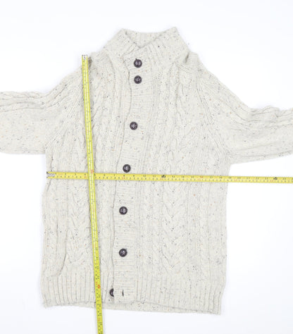 Marks and Spencer Womens Beige Cable Knit Lambswool Cardigan M
