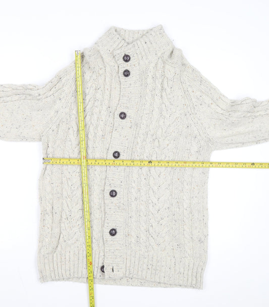 Marks and Spencer Womens Beige Cable Knit Lambswool Cardigan M