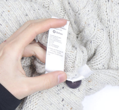 Marks and Spencer Womens Beige Cable Knit Lambswool Cardigan M