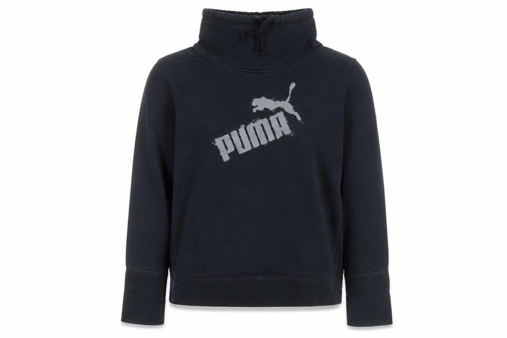 Puma Womens Black XL Pullover Sweatshirt Funnel Neck Logo Jumper