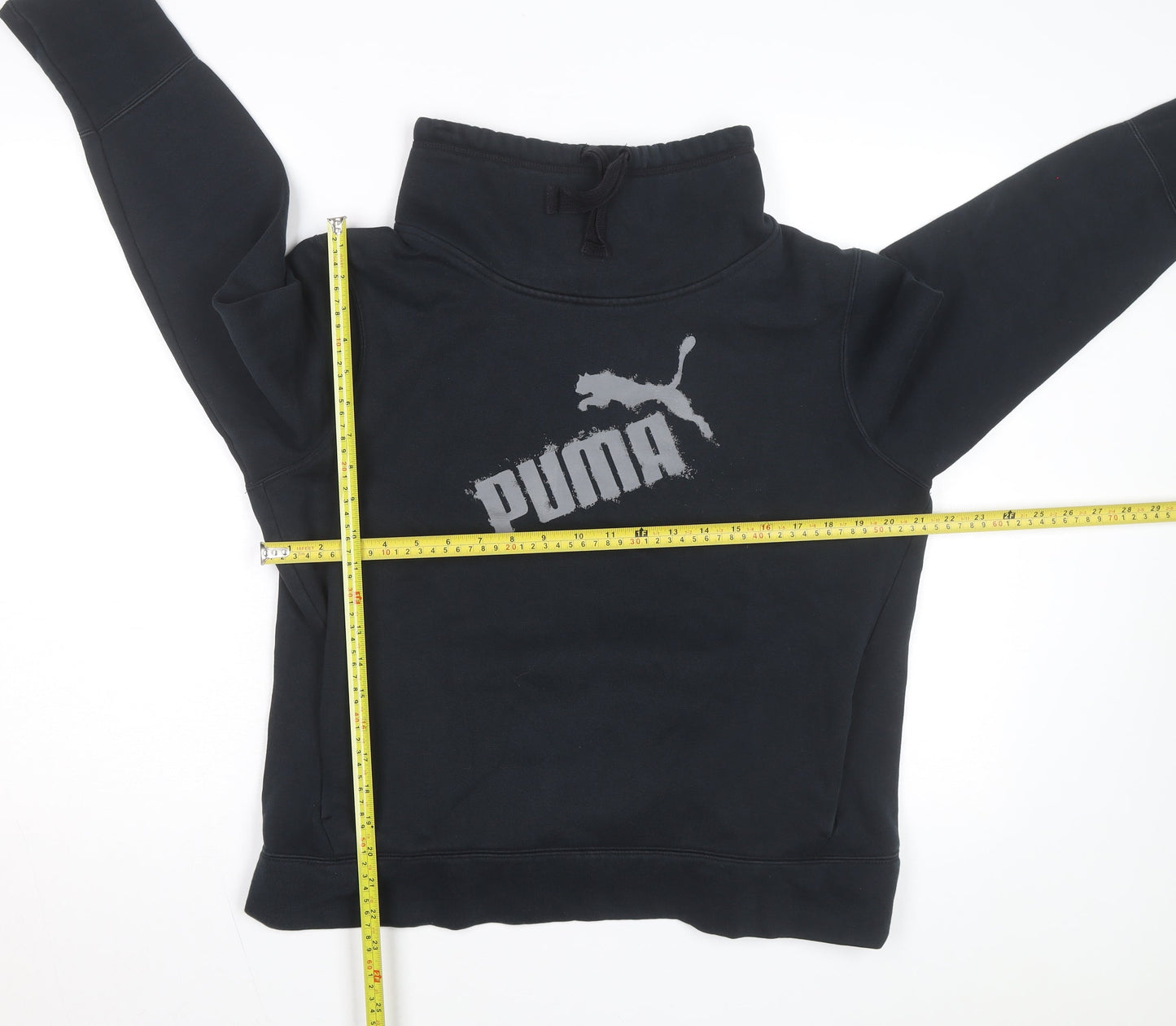 Puma Womens Black XL Pullover Sweatshirt Funnel Neck Logo Jumper