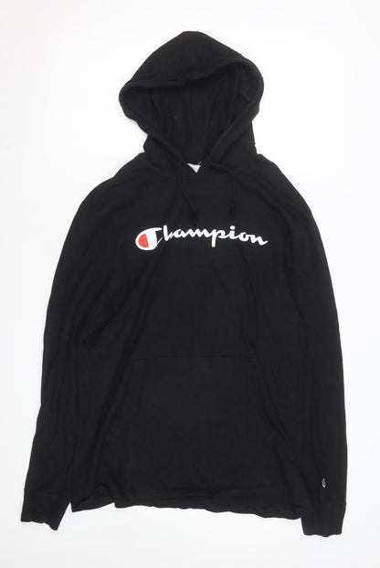 Champion Men's Black Pullover Hoodie L Logo Sportswear