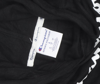 Champion Men's Black Pullover Hoodie L Logo Sportswear