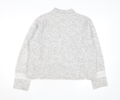 Marks and Spencer Womens Grey Mock Neck Wool Blend Jumper M