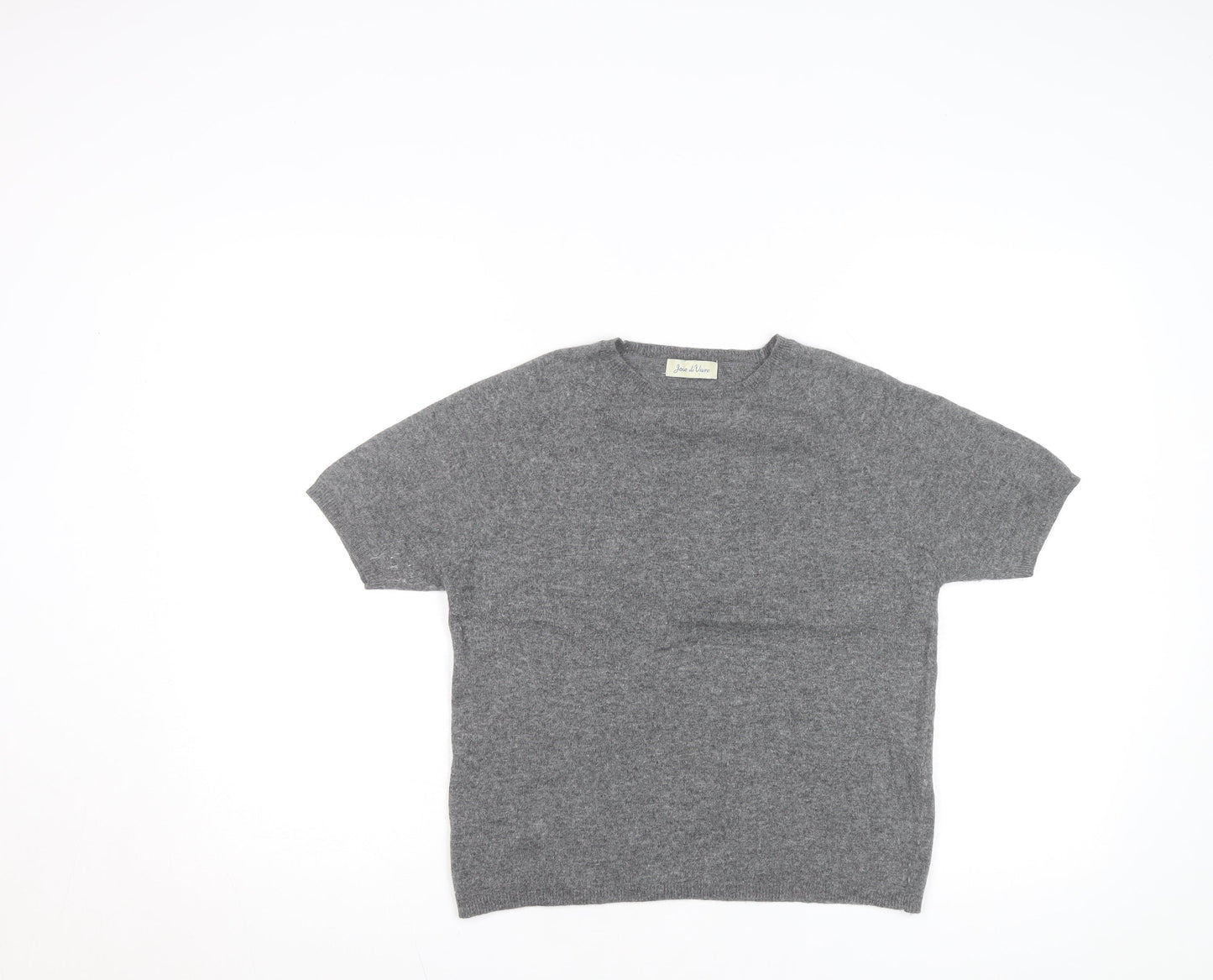 Joie de Vivre Women's Grey Wool Cashmere Short Sleeve Jumper Size M