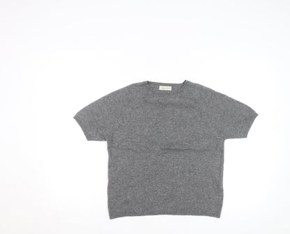 Joie de Vivre Women's Grey Wool Cashmere Short Sleeve Jumper Size M