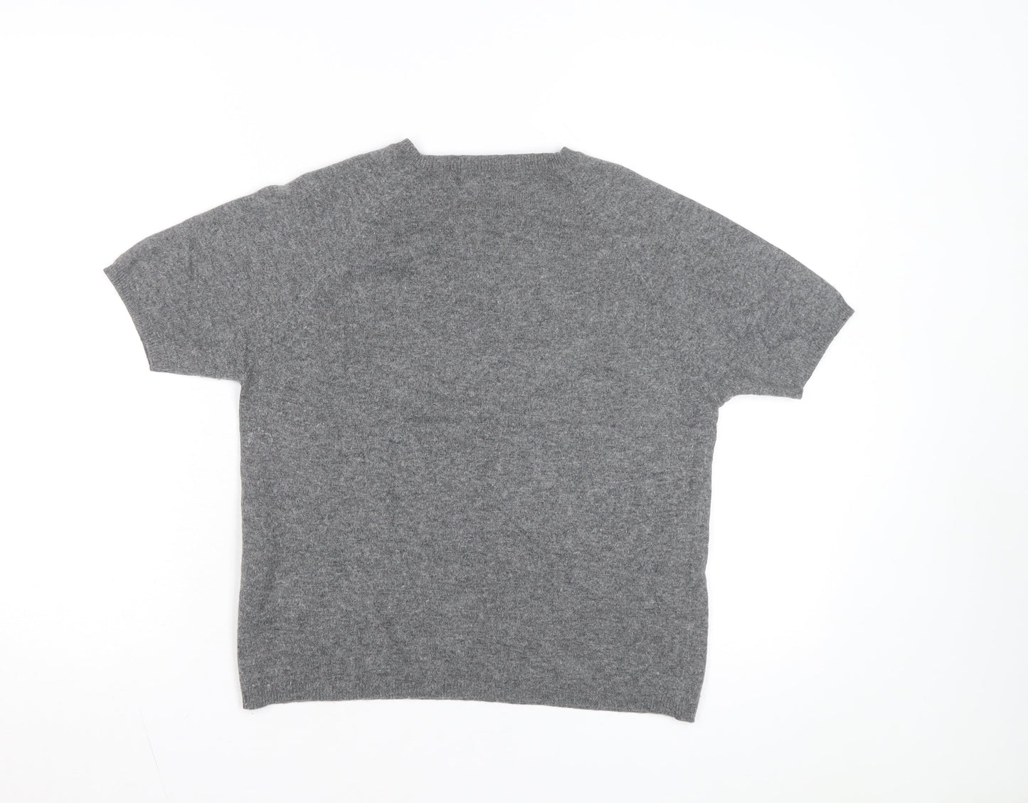 Joie de Vivre Women's Grey Wool Cashmere Short Sleeve Jumper Size M