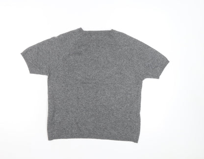 Joie de Vivre Women's Grey Wool Cashmere Short Sleeve Jumper Size M